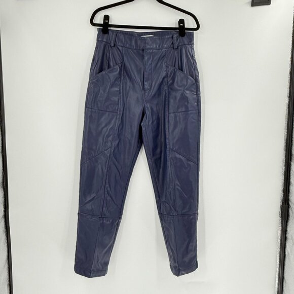 Ronny Kobo Collective Navy Blue Faux Leather Pants Size 10 - Picture 2 of 14